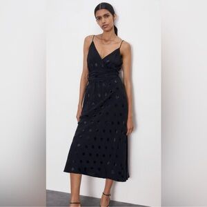 Zara Midi Wrap Dress With Polka Dots - Size S